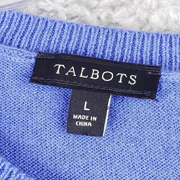 Talbots Sweater Women's Large Blue Sailboat Coastal Beach Pullover Cotton - Picture 6 of 8